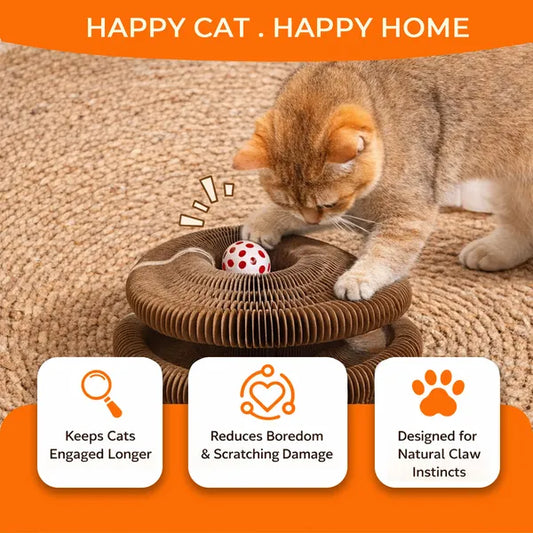 2PCS Kitty Curls Cat Toy - Foldable Accordion Cat Scratcher WithBall - Magic Organ Cat Scratch Board For Interactive Play -Calming Features