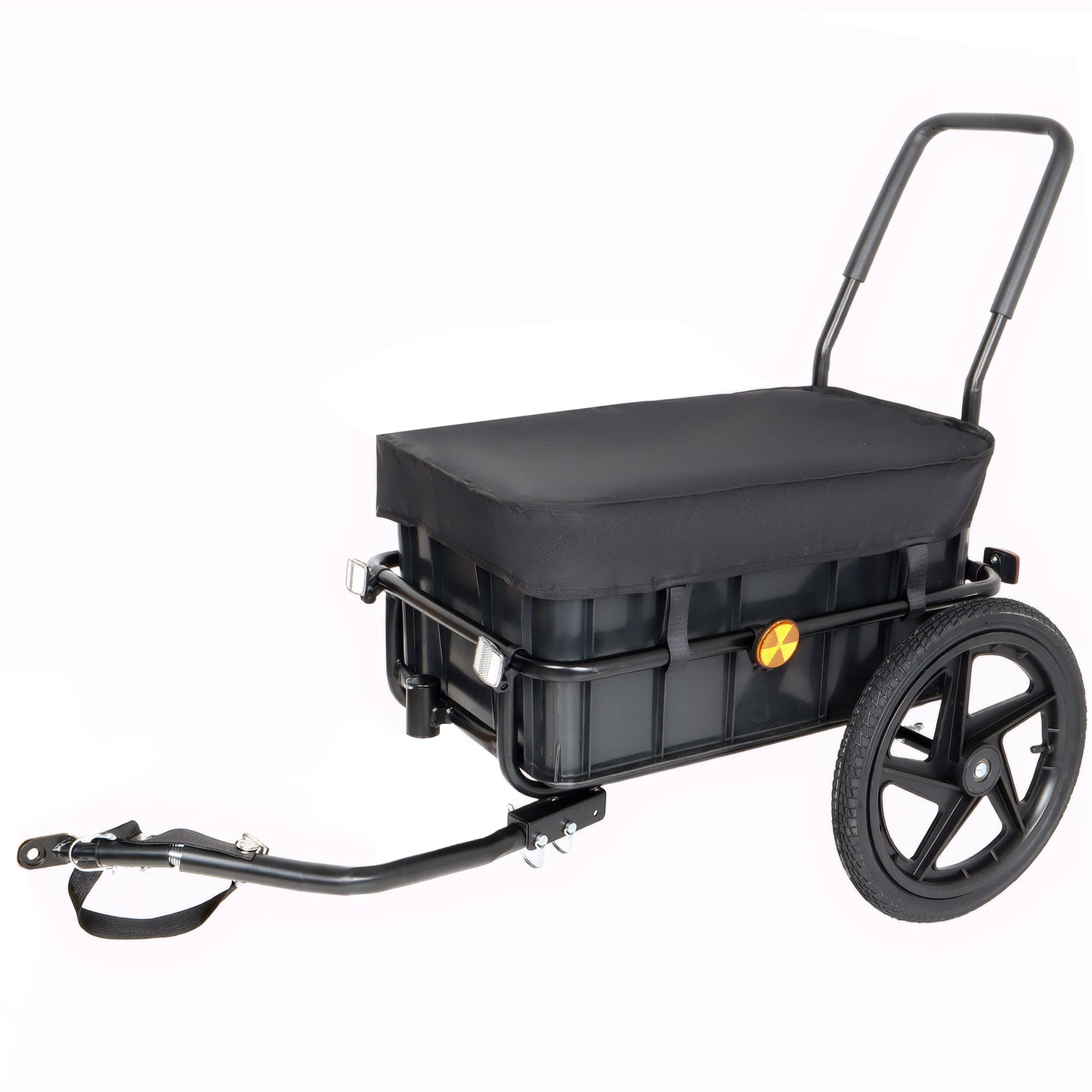 2- In- 1 Bike Cargo Trailer Pushcart Bicycle Trailer With Removable Box And Waterproof Cover Black Pushcart Stroller With Tow Hitch And Removable Handlebar Black