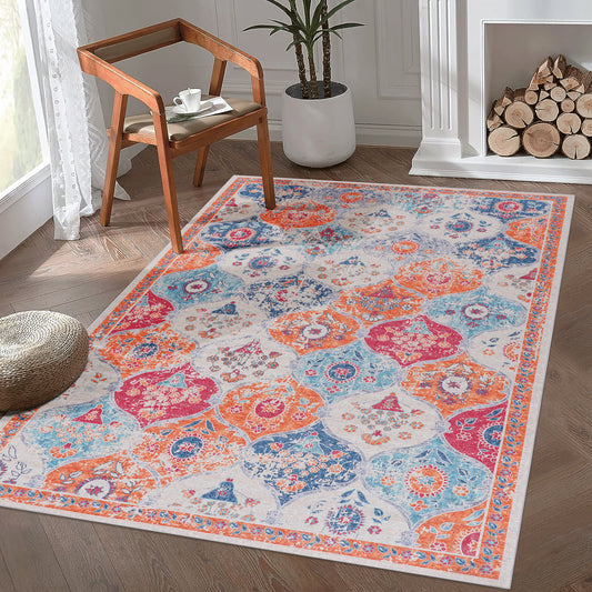 MAVAL Cream Washable Rug 9x12 Area Rug Cream, 9'x12'
