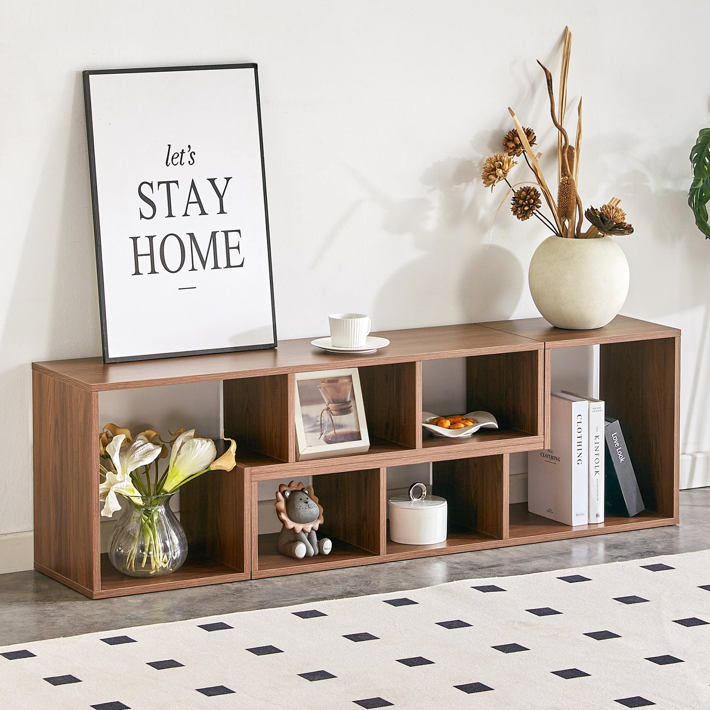 2 Pieces Cube TV Stand,Free Combination Gaming Entertainment Center Media Stand,Open Storage Bookcase Shelf For Living Room,2 Shelf Bookcase L-Shaped TV Console Stand,with Dimensions Of 55.1x11.8x17.1
