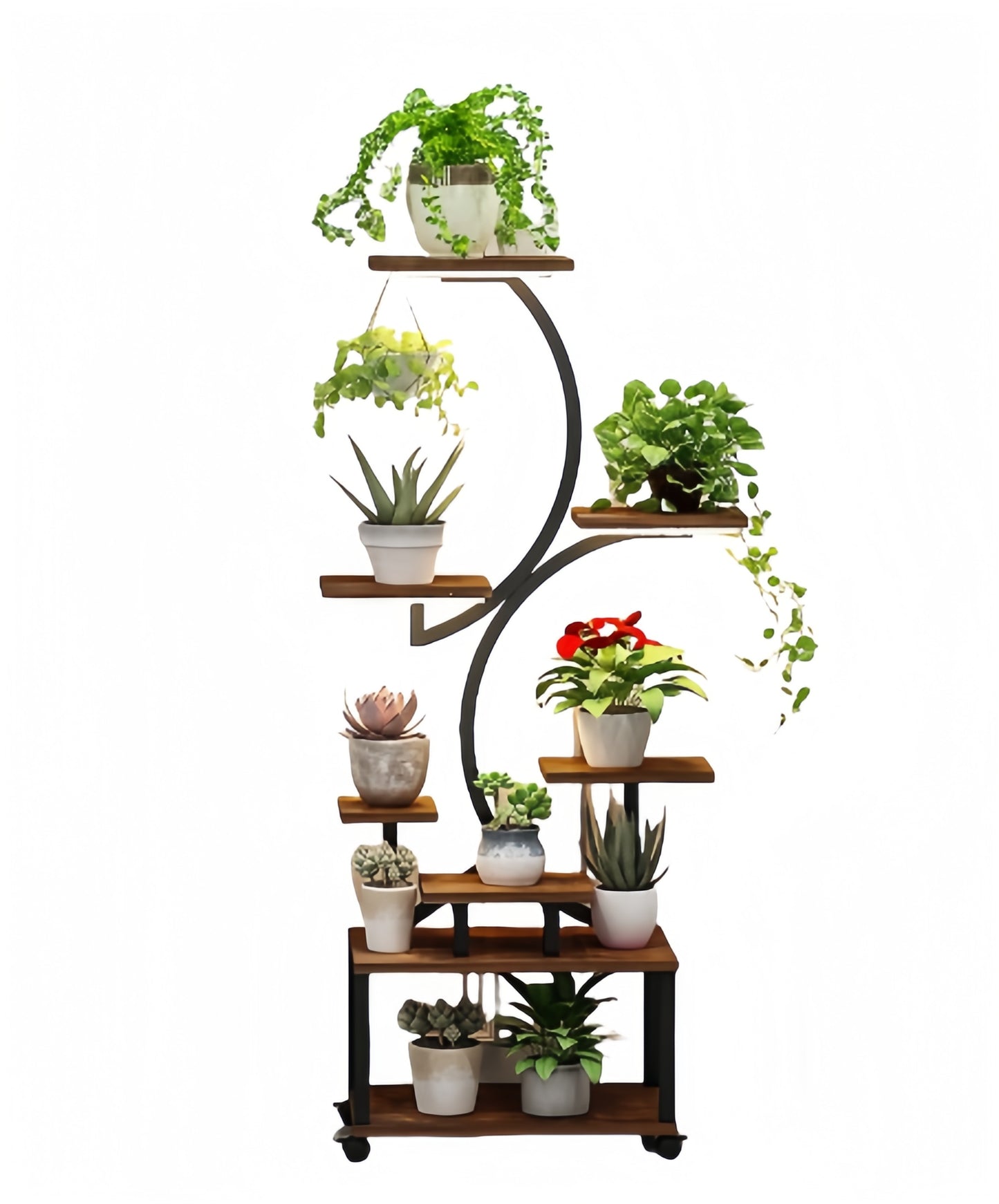 Plant Stand With Grow Lights, 8 Tiered Indoor Plant Shelf, 61 Tall Plant Stand For Indoor Plants Multiple, Metal Plant Flower Holder Stand, S-Shaped Plant Rack For Home Patio