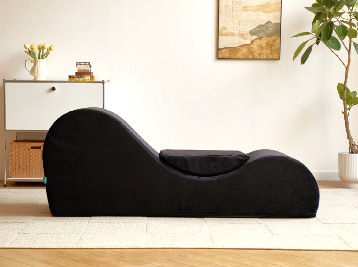 Solace Chaise Lounge Chair Relaxation, Ergonomic Design With Soft Yet Firm High-Density Foam Core, Removable Machine-Washable Cover, Black