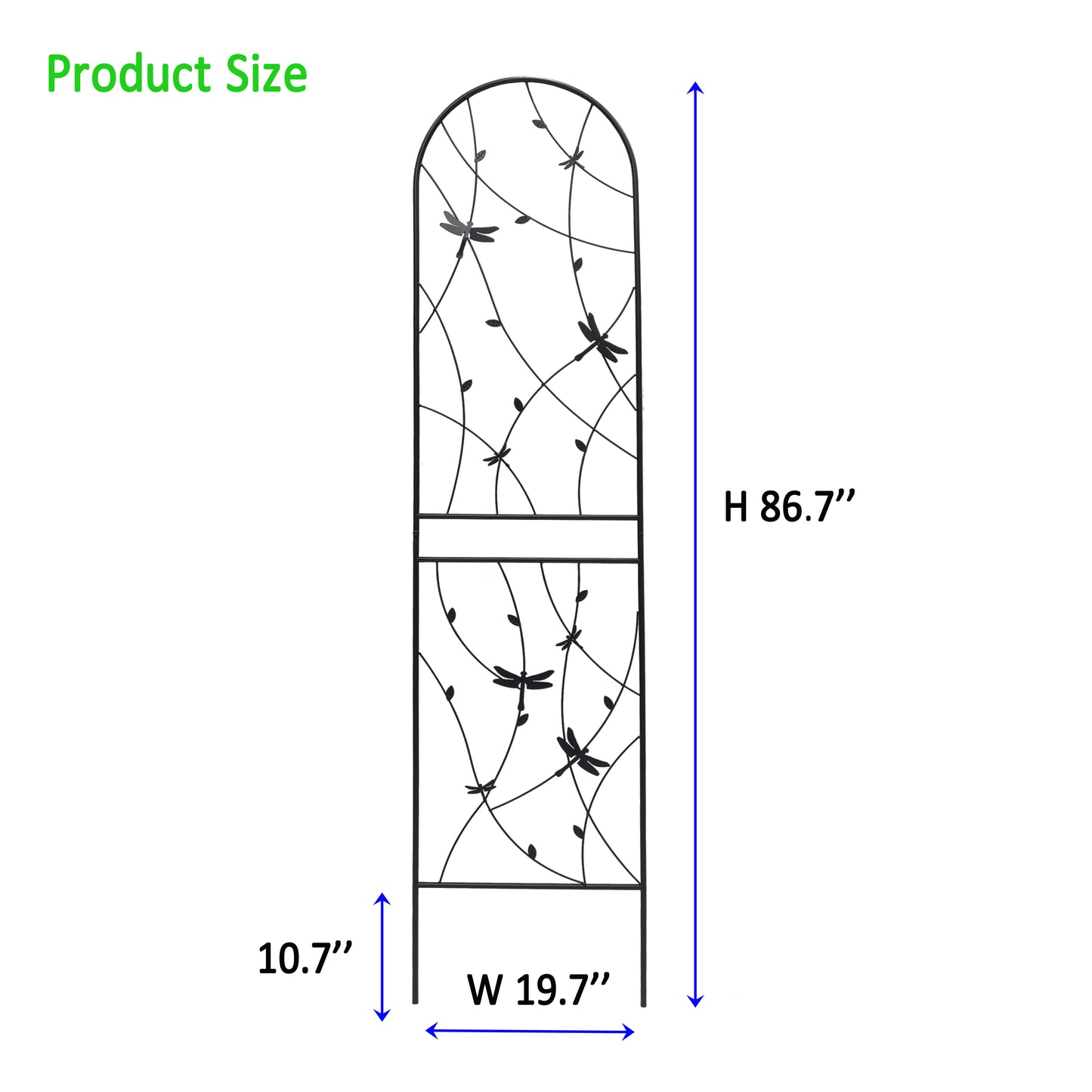 4 Pack Metal Garden Trellis 86.7 X 19.7 Rustproof Trellis For Climbing Plants Outdoor Flower Support Dragonfly Deco Black