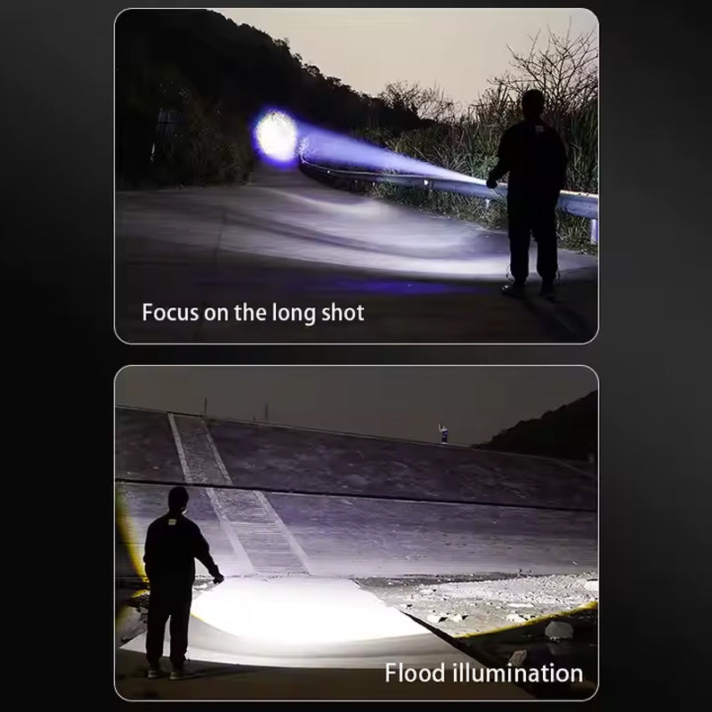 Rechargeable Flashlight 50000 Lumens Long Range Super Bright USB C LED Flashlight Long Life 5 Modes Powerful Zoomable Flashlights For Emergency Hiking Camping