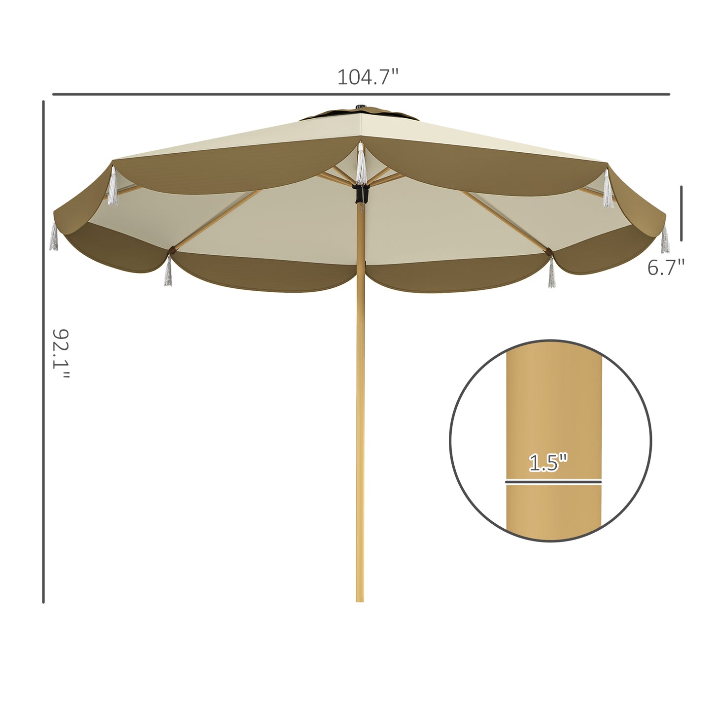 9FT Patio Umbrella, UPF 50+ Outdoor Market Umbrella With 8 Ribs, Vented Outdoor Table Umbrella For Deck, Backyard And Lawn, Cream White