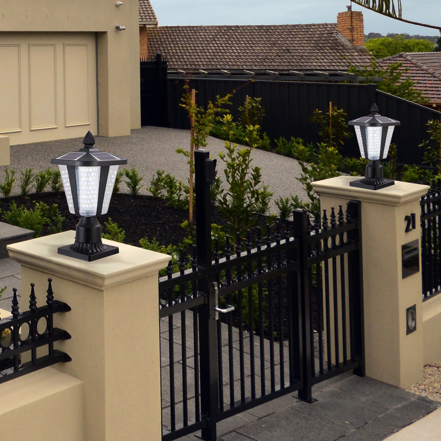 15 H Solar Powered Outdoor Lantern, Modern Garden Light With LED For Pathways, Yards, And Driveways 1-Pack