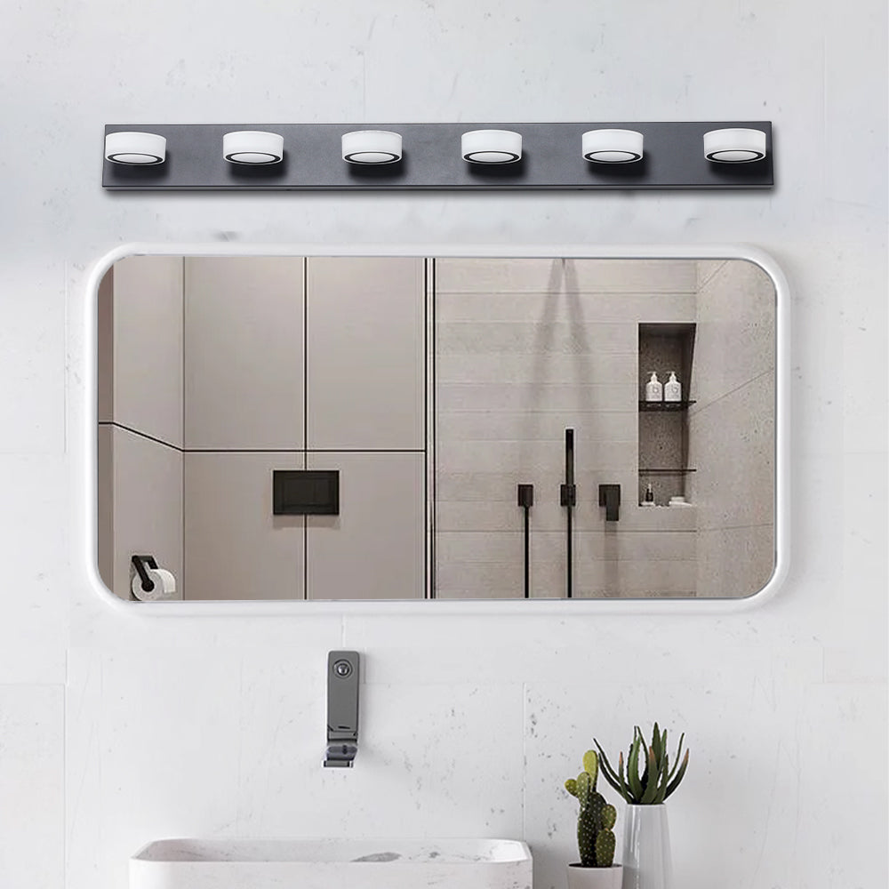 Same As W1340110595 L2010 45 Modern 6-Light LED Vanity Light, Sleek Black Bathroom Wall Light Fixture For Mirror, Shower, And Bathroom Decor