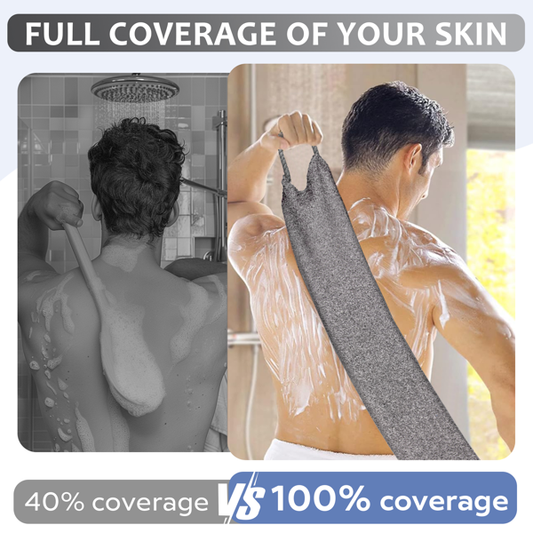 Premium Bamboo Fiber Exfoliating Body Scrubber Towel Deep Clean & Gentle Exfoliation For Smooth Skin-Beige