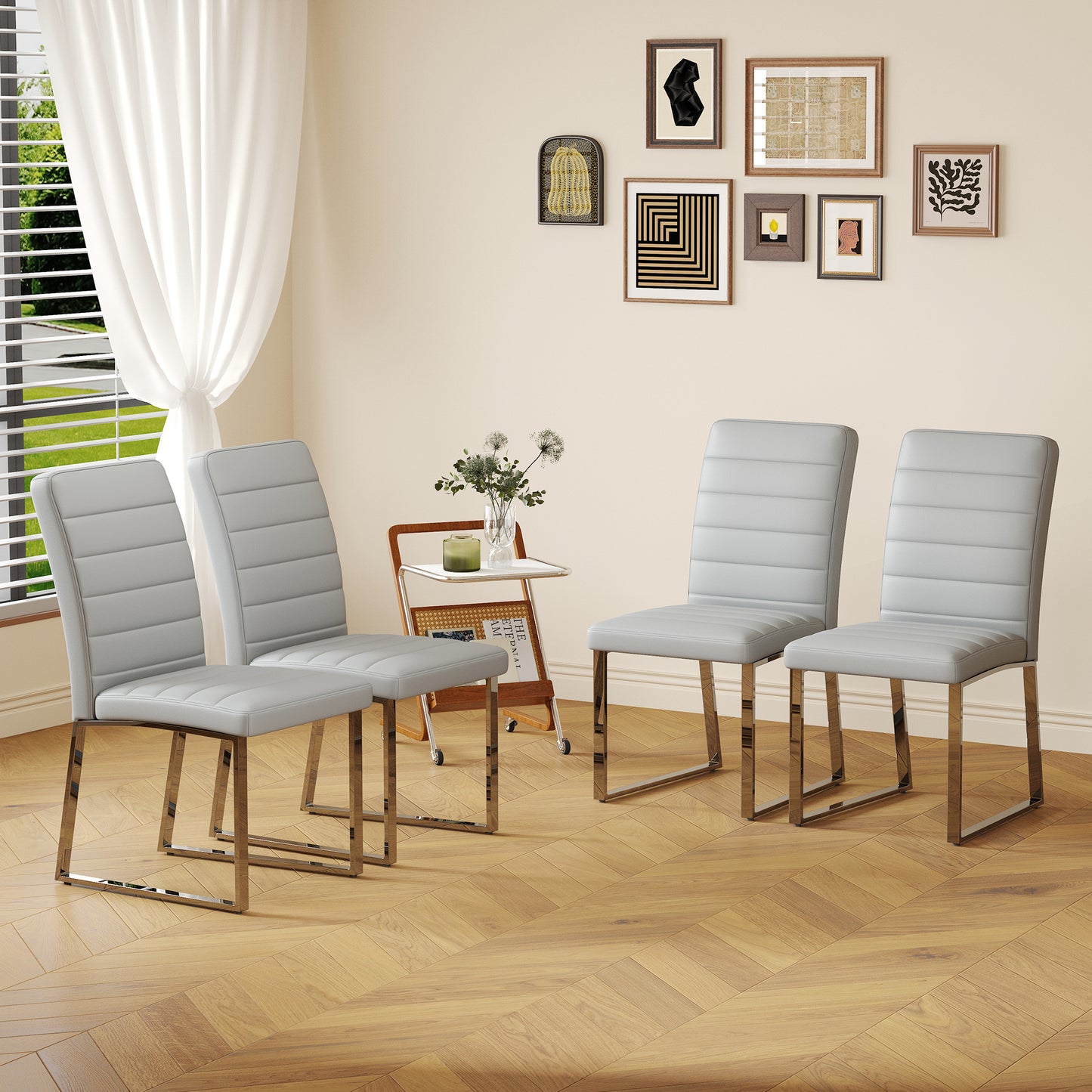4 Pack Heavy Duty Chairs Set 2.1 Thick Cushion, Iron Frame, Perfect For Home Or Office. Classic Colors, Great Value
