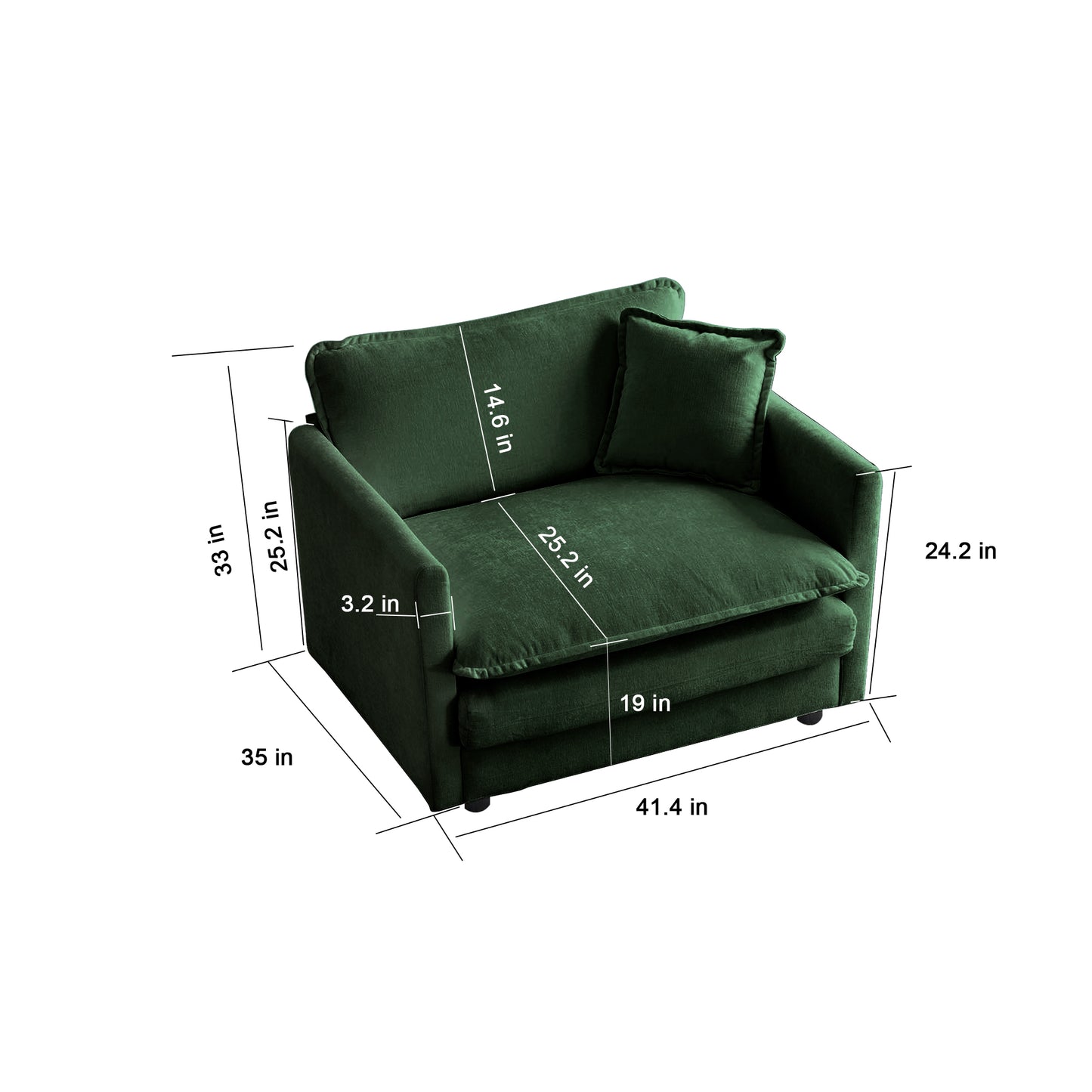 Accent Chair Set Of 2, High-end Chenille Upholstered Armchairs, Living Room Side Chairs With Toss Pillow, Green Chenille