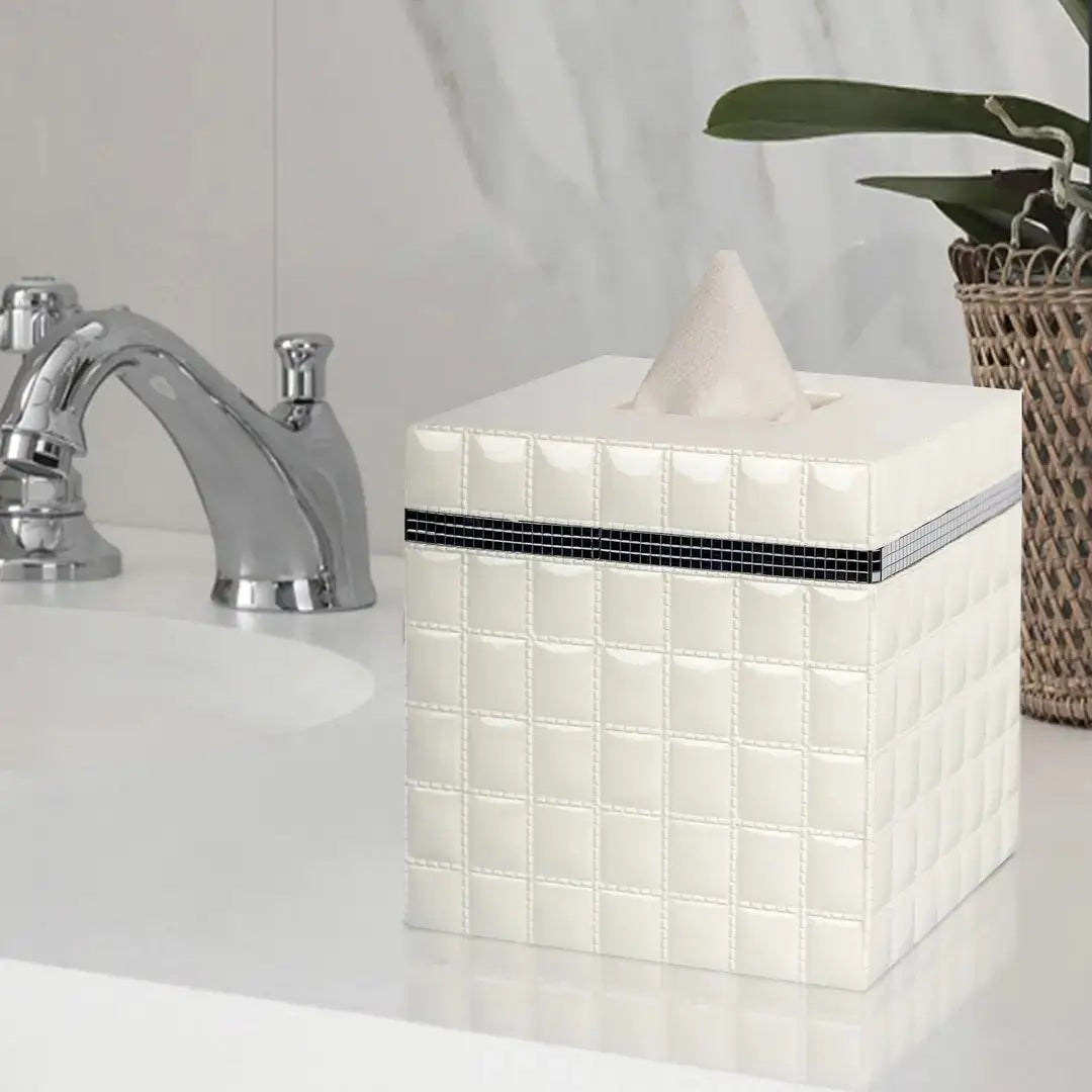 Tissue Box Cover Resin Square Facial Tissue Box Holder White