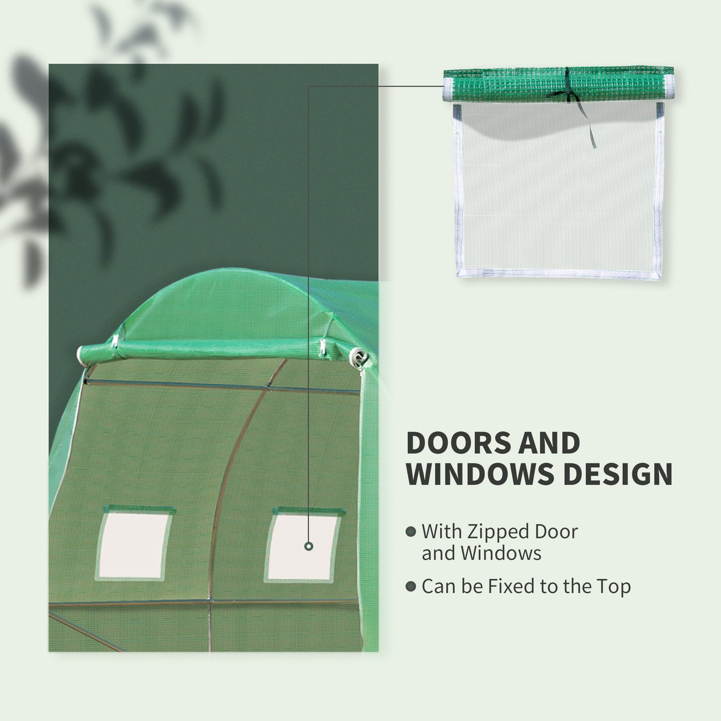 10' X 10' X 7' Walk-in Tunnel Greenhouse With High-Quality Transparent PE Cover, Zipper Doors & Windows