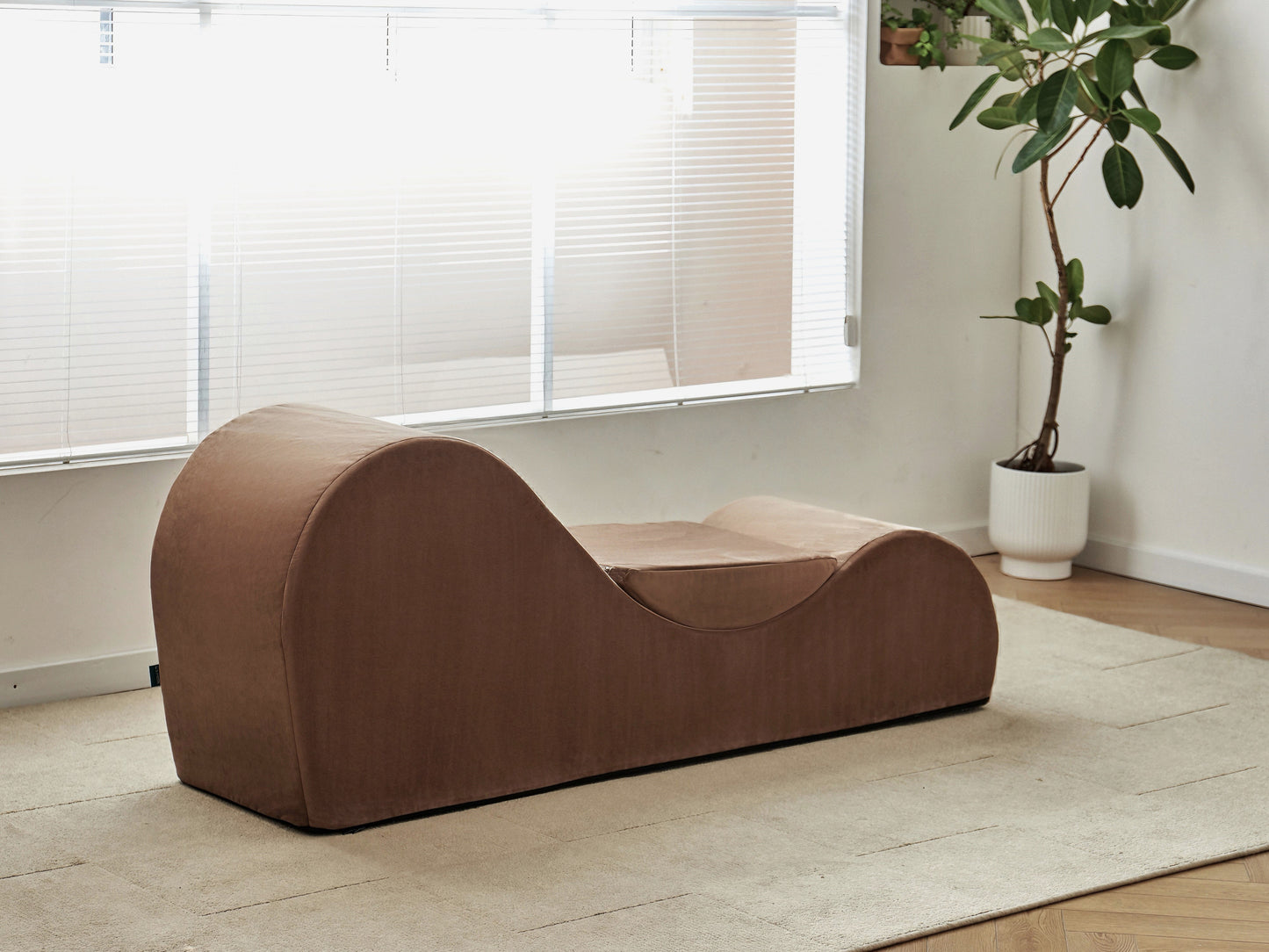 Solace Chaise Lounge Chair Relaxation, Ergonomic Design With Soft Yet Firm High-Density Foam Core, Removable Machine-Washable Cover, Brown