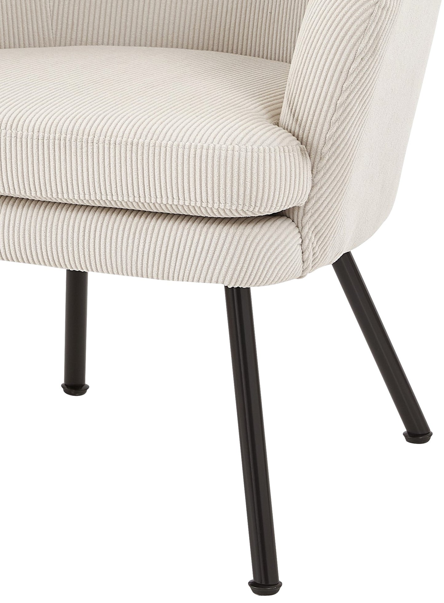 Corduroy Accent Chair With Black Metal Legs, Modern Upholstered Armchair, Comfy Barrel Chair For Living Room Bedroom