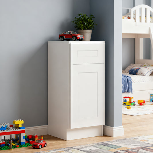 12 White Shaker Base Cabinet With Soft-Close Door,Drawer,Space-Saving Solid Wood Unit With Adjustable Shelf For Kitchen, Bath, Laundry, Garage 12 W X 24 D X 34.5 H