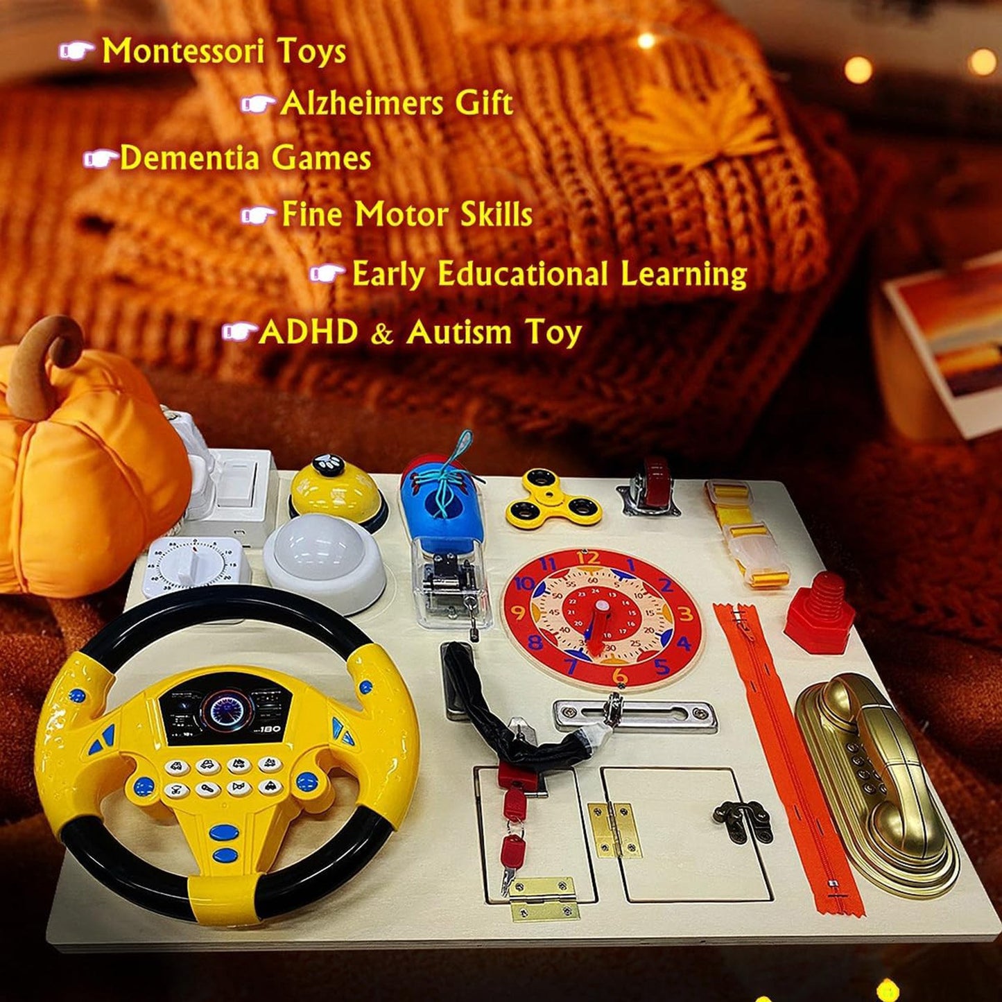 Toddler Sensory Activity Large Size Multifunctional Children Wooden Activity Board Learning Toy For Home
