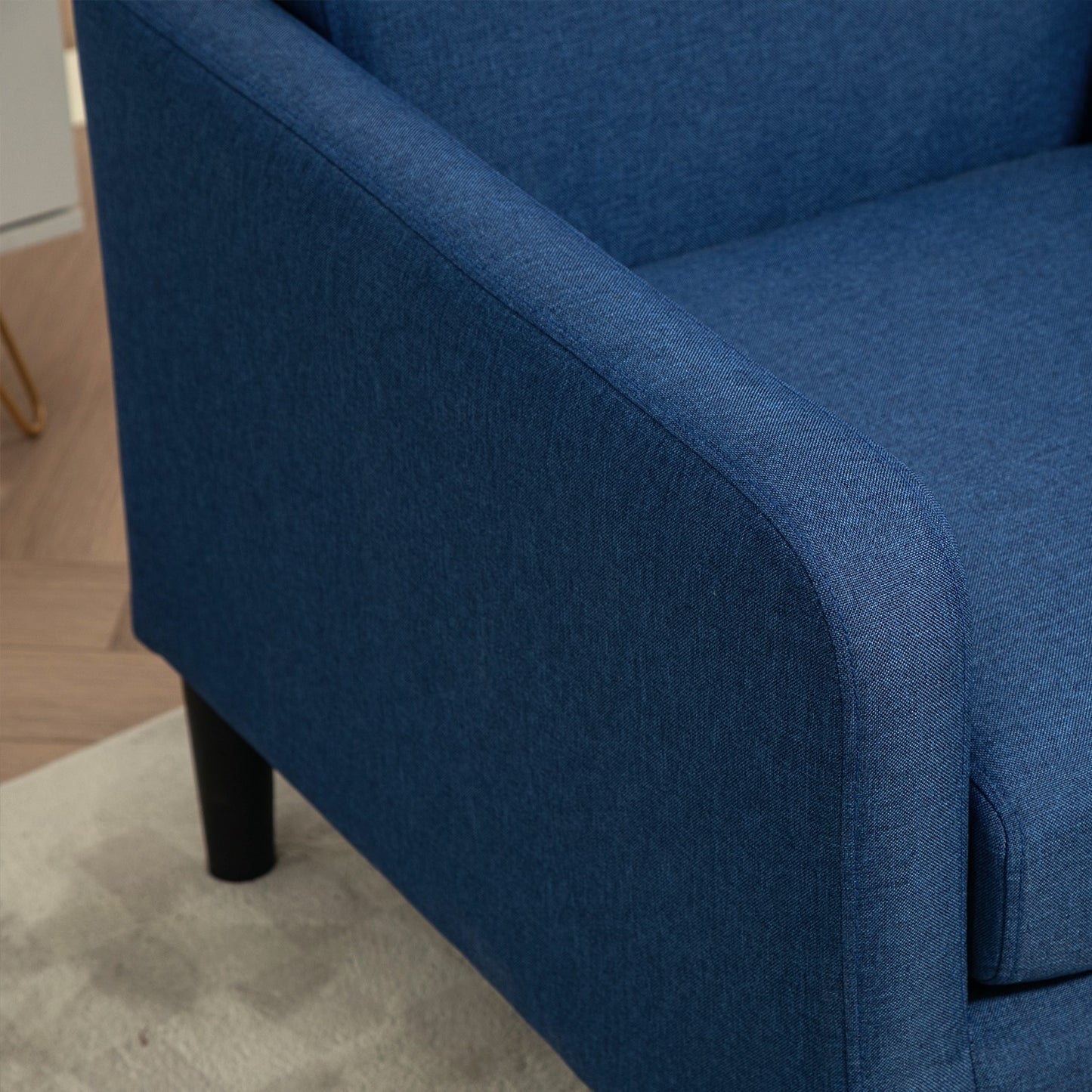 Faux Linen Upholstered Accent Chair, Modern Armchair With Solid Wood Frame, Single Sofa Chair For Living Room Bedroom