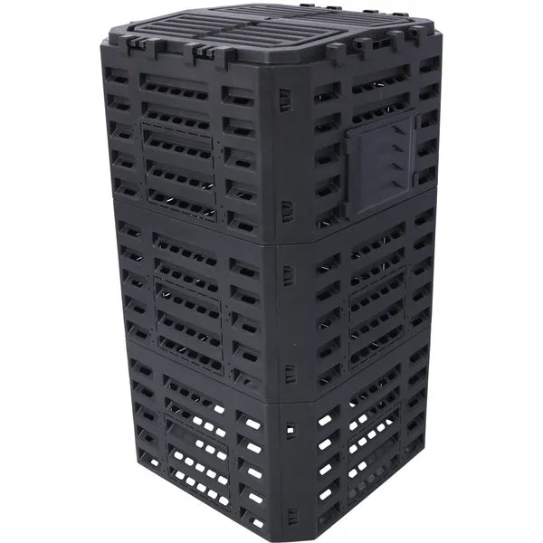 Garden Composter Bin Made From Recycled Plastic - 132 Gallons - 500Liter Large Compost Bin - Create Fertile Soil With Easy Assembly, Lightweight, Aerating Outdoor Compost Box