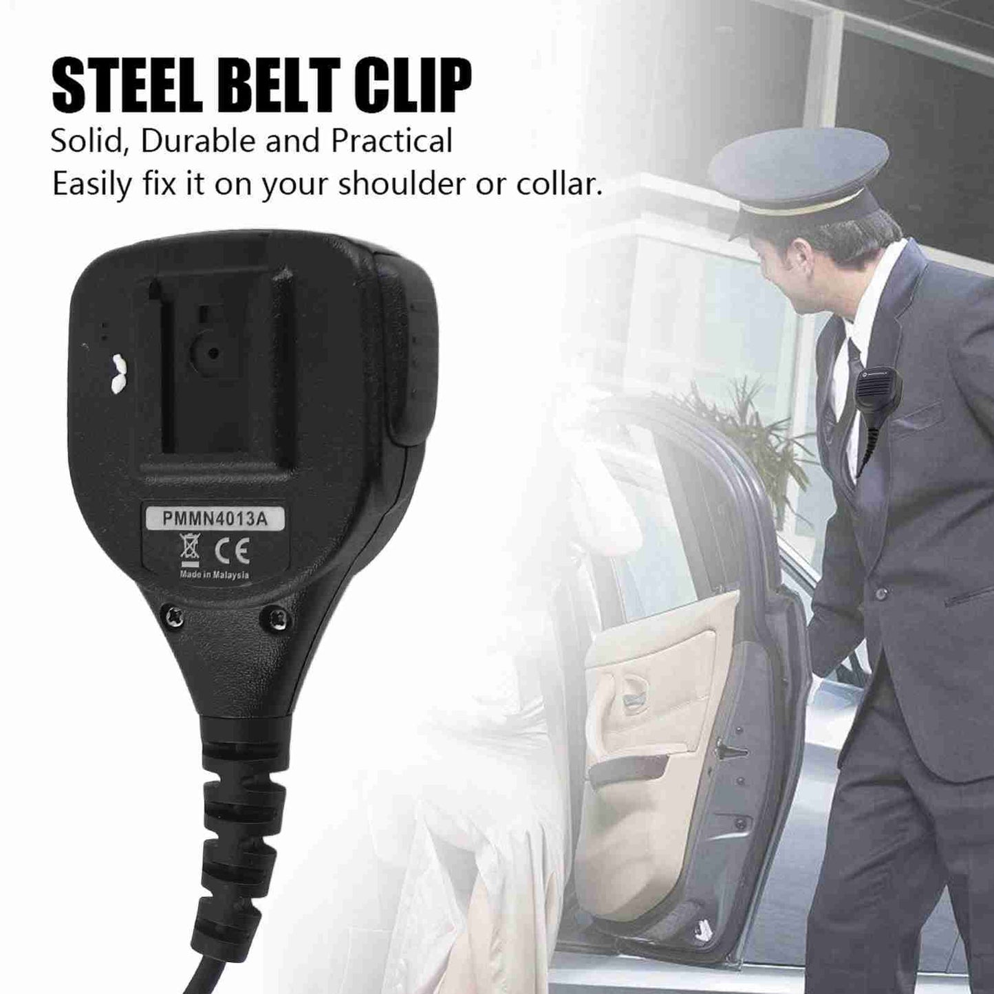 3.5mm Headphone Jack Speaker Mic Talkie Radio Hand Microphone With Steel Belt Clip