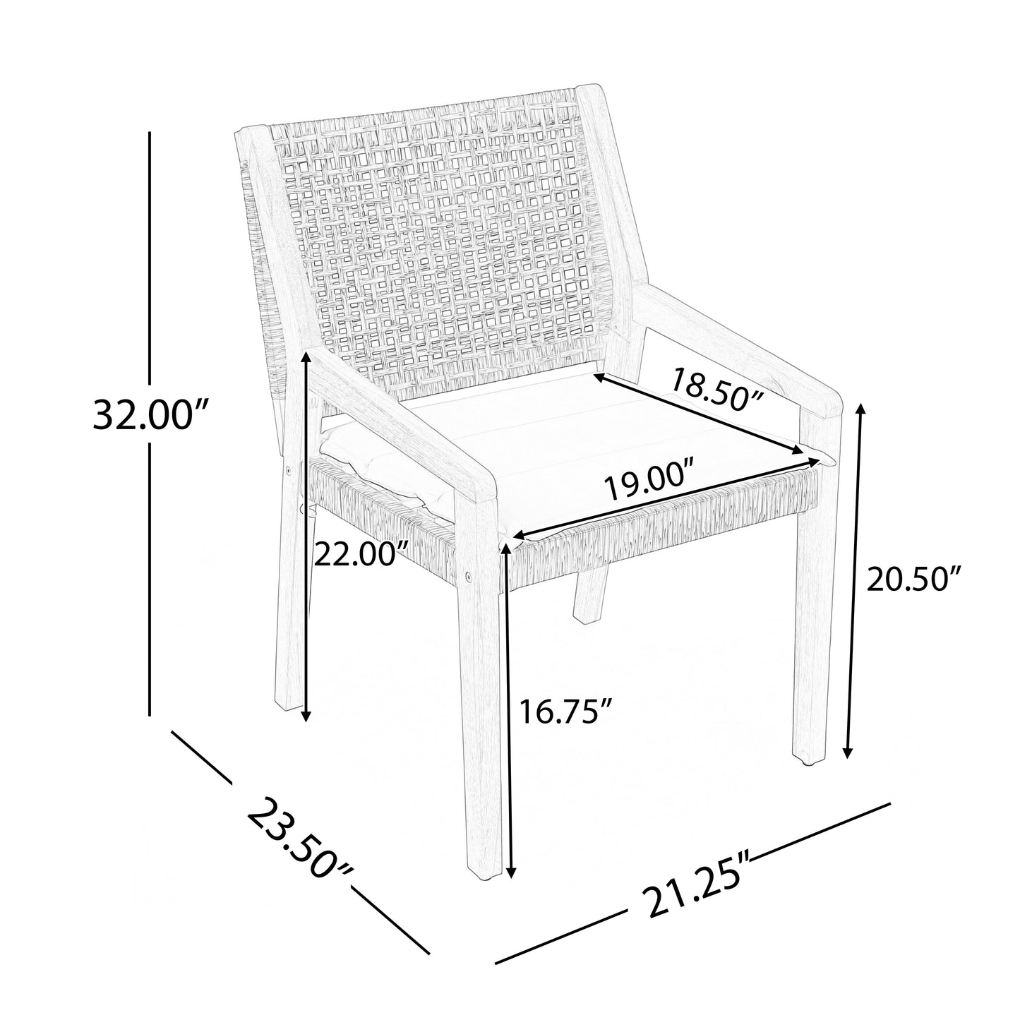 OUTDOOR DINING CHAIR SET-Acacia Wood And Wicker With Cream Cushion Patio Furniture-Teak Finish & Wicke Brown ,Suitable For Large Gatherings-set Of 4 N770P272397G 2-box