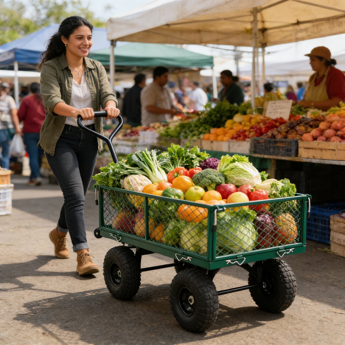 Wagon Cart Garden Cart Trucks Make It Easier To Transport Firewood Green