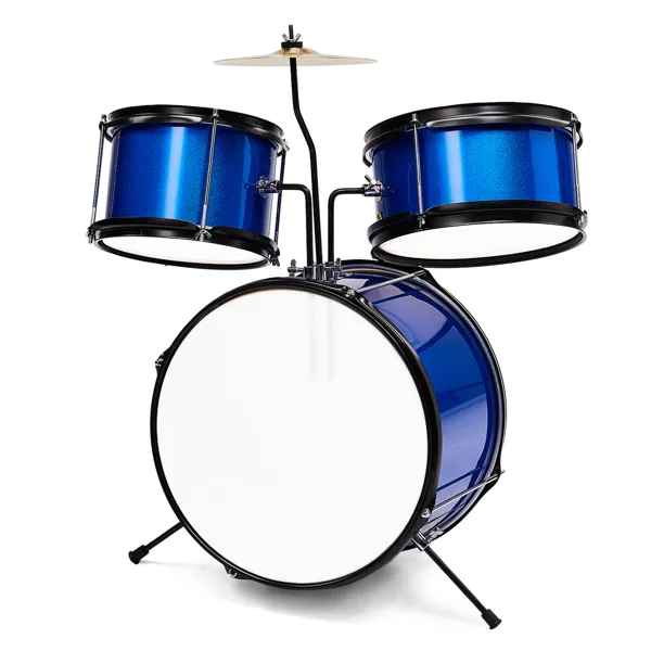 3-Pieces Junior Kids Drum Set Kit Pedal Drum Stick Wrench Drum Stool