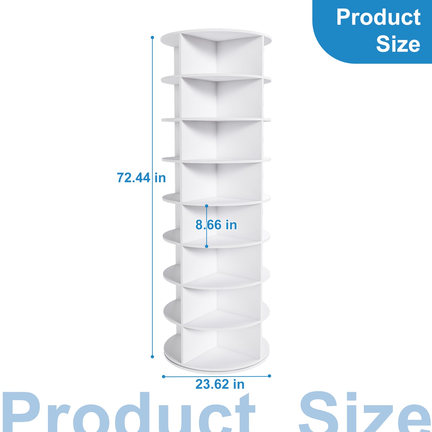 Rotating Shoe Rack Tower, 8-Tier Spinning Storage Rack, Free Standing 360 Revolving Shoe Organizer, Holds 32 Pairs Of Shoes 8-Tier,White
