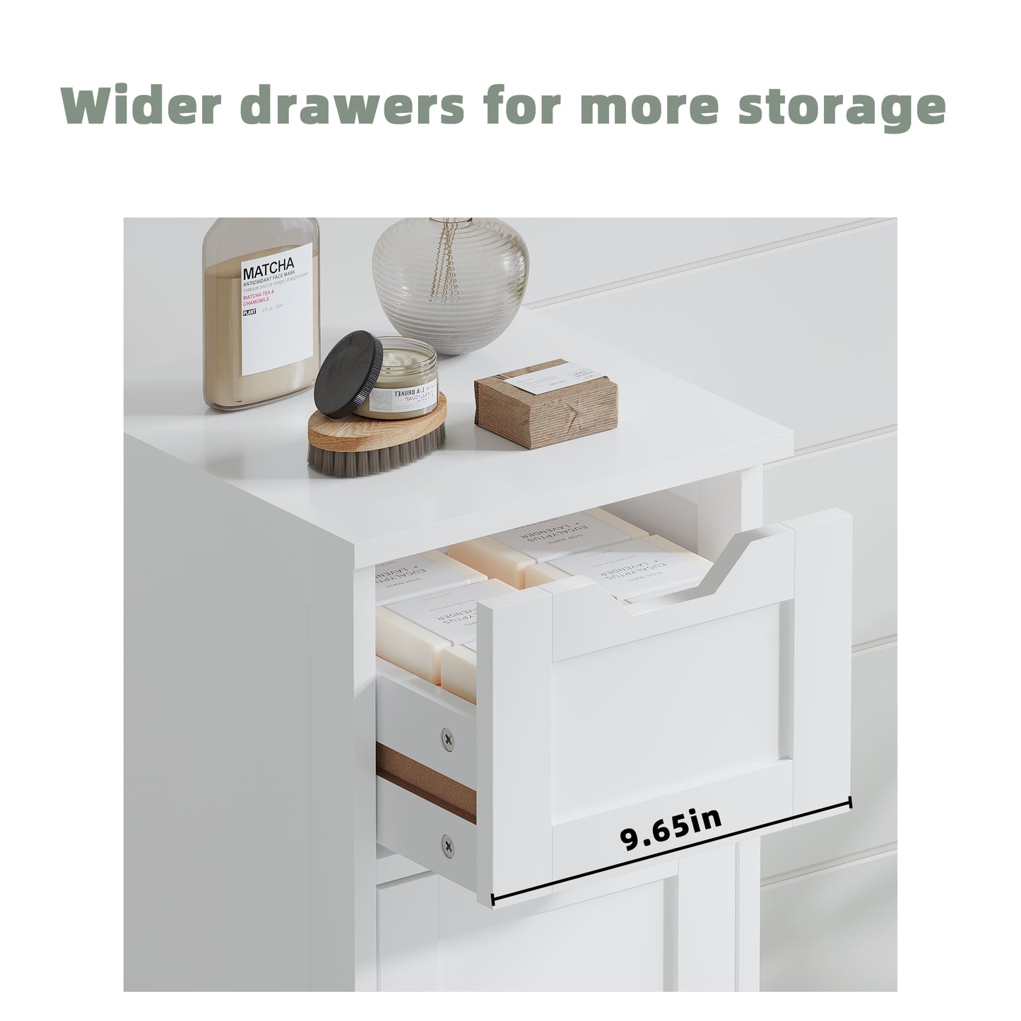 Bathroom Floor Cabinet With 4 Drawers, Freestanding Wooden Storage Organizer For Bathroom, Hallway Or Living Room, Narrow White Side Cabinet With Space-Saving Vertical Design, White