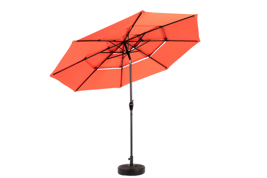 Aluminium 10ft 3 Tier Auto-tilt Umbrella ,Outdoor Patio Umbrella - Market Table Pool Deck Umbrella Base Not Included - Orange