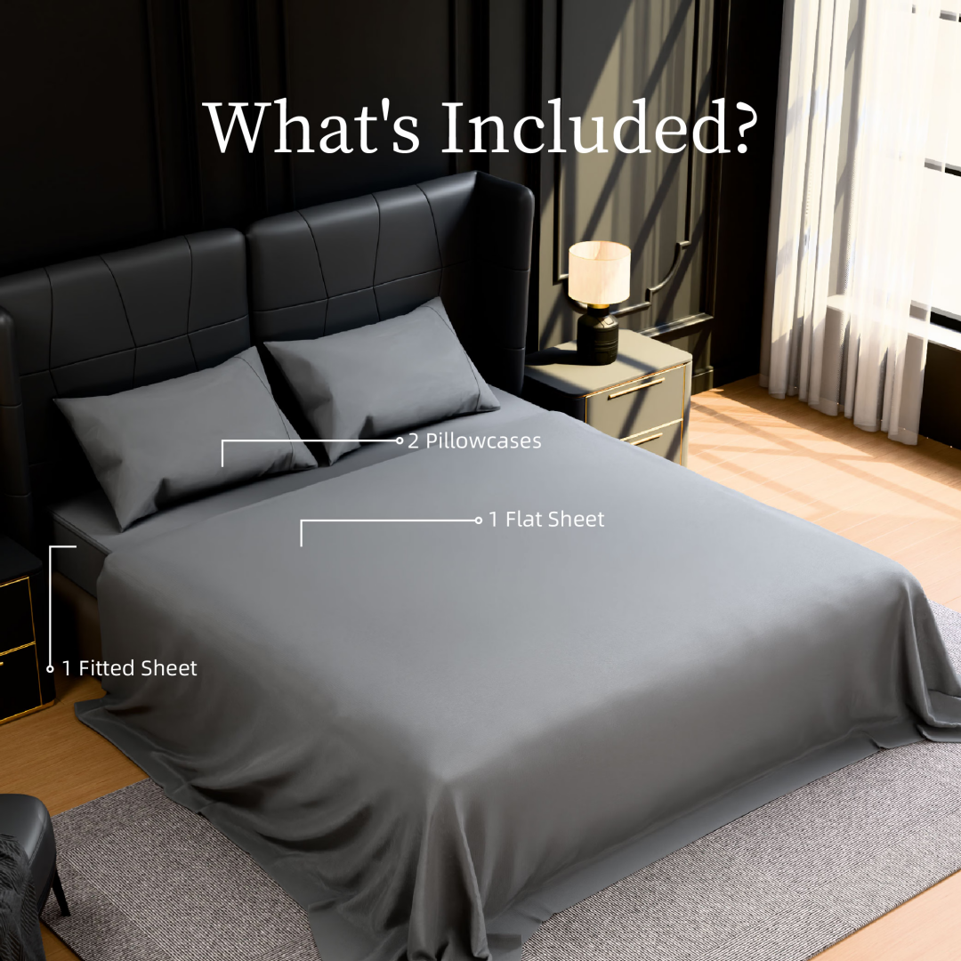 Bedding King Bed Sheets Set - 4 Piece Bedding - Brushed Microfiber - Shrinkage And Fade Resistant - Easy Care King, Grey