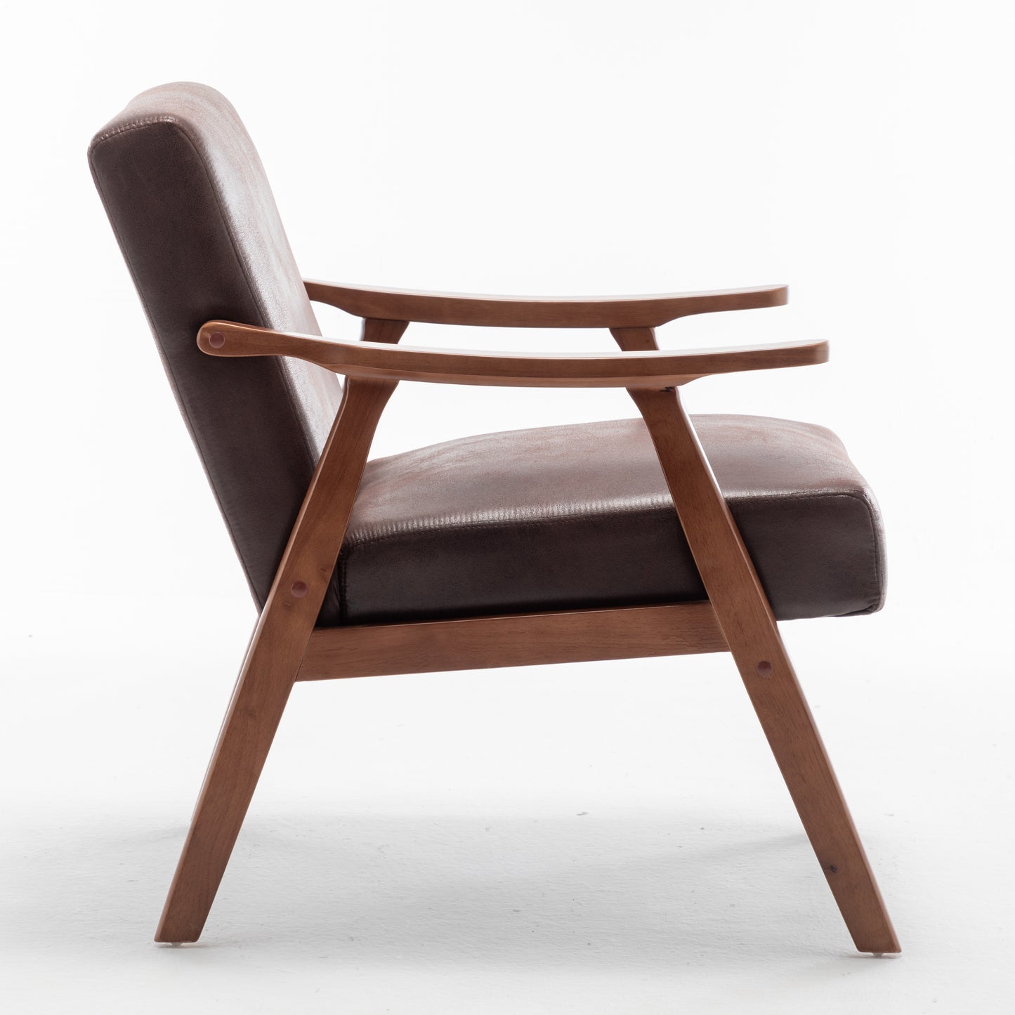 Accent Chair With Microfiber Upholstery And Solid Wood Frame, Classic Mid-Century Modern Living Room Furniture For Extra Seating, Dark Brown