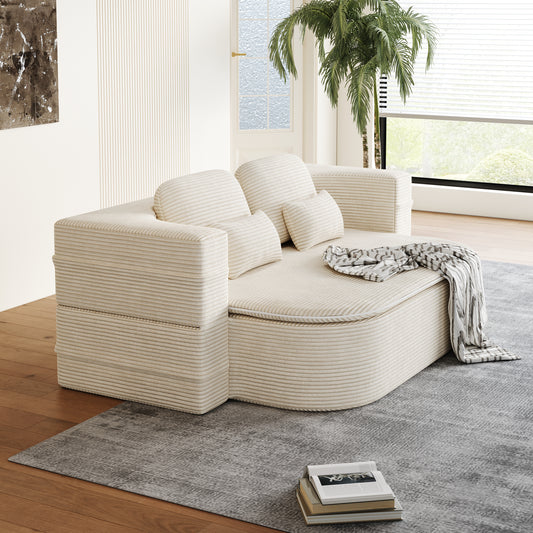 75 2-in-1 Foldable Sofa,Convertible Sleeper Foam Sofa Bed With Multi Functional Blanket, Corduroy Floor Folding Sofa Bed, Floor Sofa Lounge Sofa For Living Room Bedroom Lounge Studio