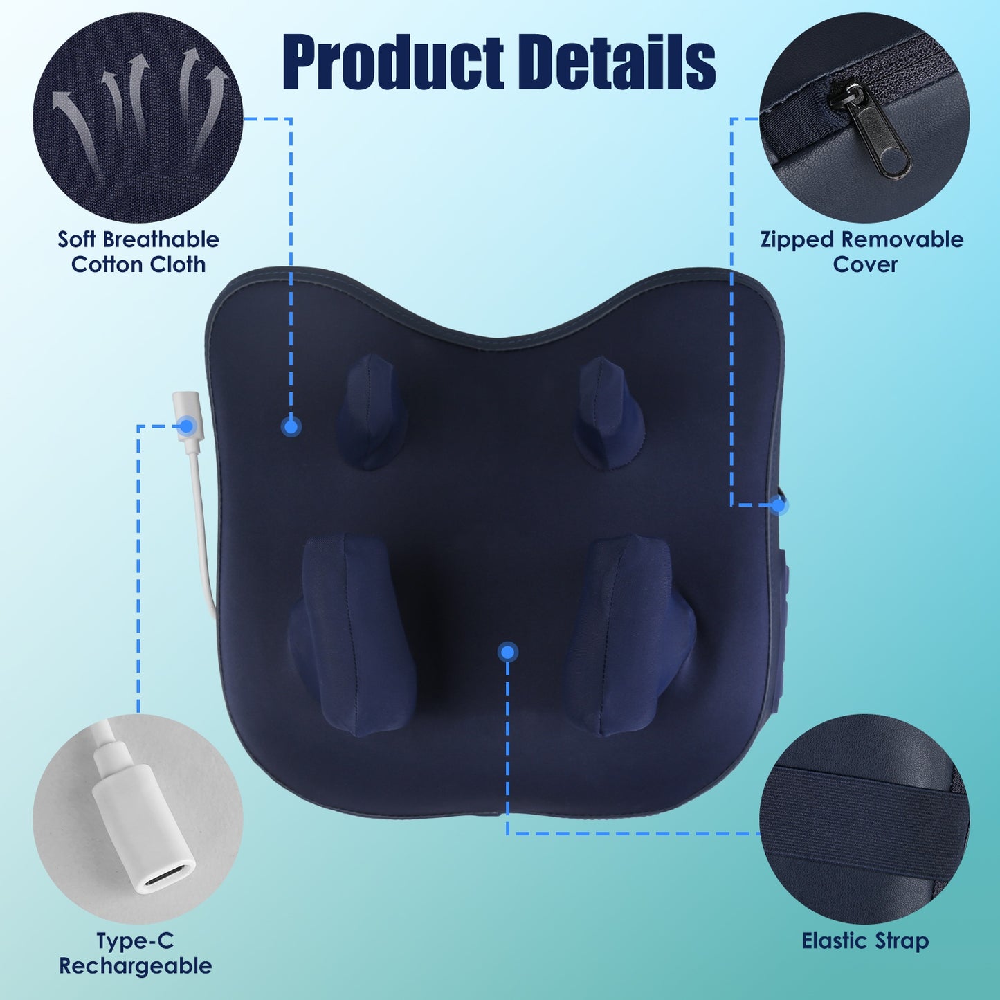 1 Set Cordless Neck Shoulder Massager With Soothing Heating 3 Intensity Levels 2 Heating Levels Electric 4D Shiatsu Deep Kneading Pillow For Back Traps Gifts For Family Home Car