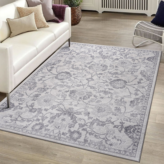 MARFI C Ollection 5X7 Grey Silver Oriental Area Rug
