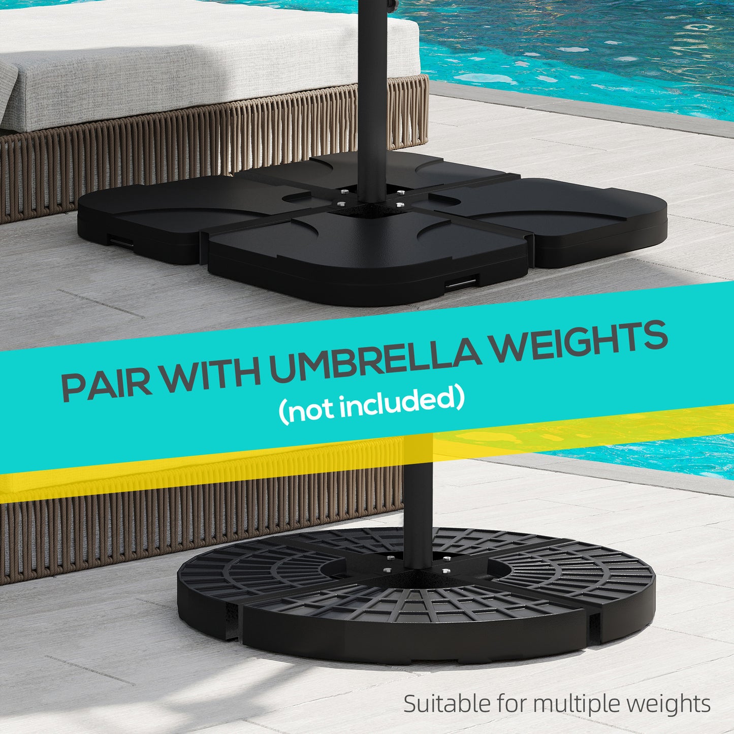 Outdoor Universal Cross Brace Stand For Small Offset Umbrella Or Large Market Umbrella, Black