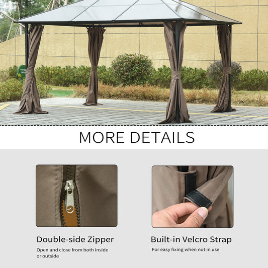 9.84' X 11.8' Gazebo Sidewall Set With Hooks/C-Rings, Brown