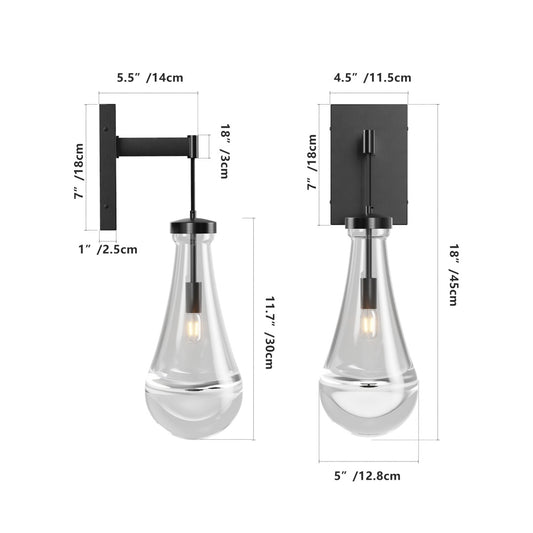 Wall Sconces Set Of Two, Black Dimmable Raindrop Wall Lighting, Modern Bathroom Sconces Wall Lamps Vanity Lighting For Living Room, Wall Lights For Bedroom, Hallway