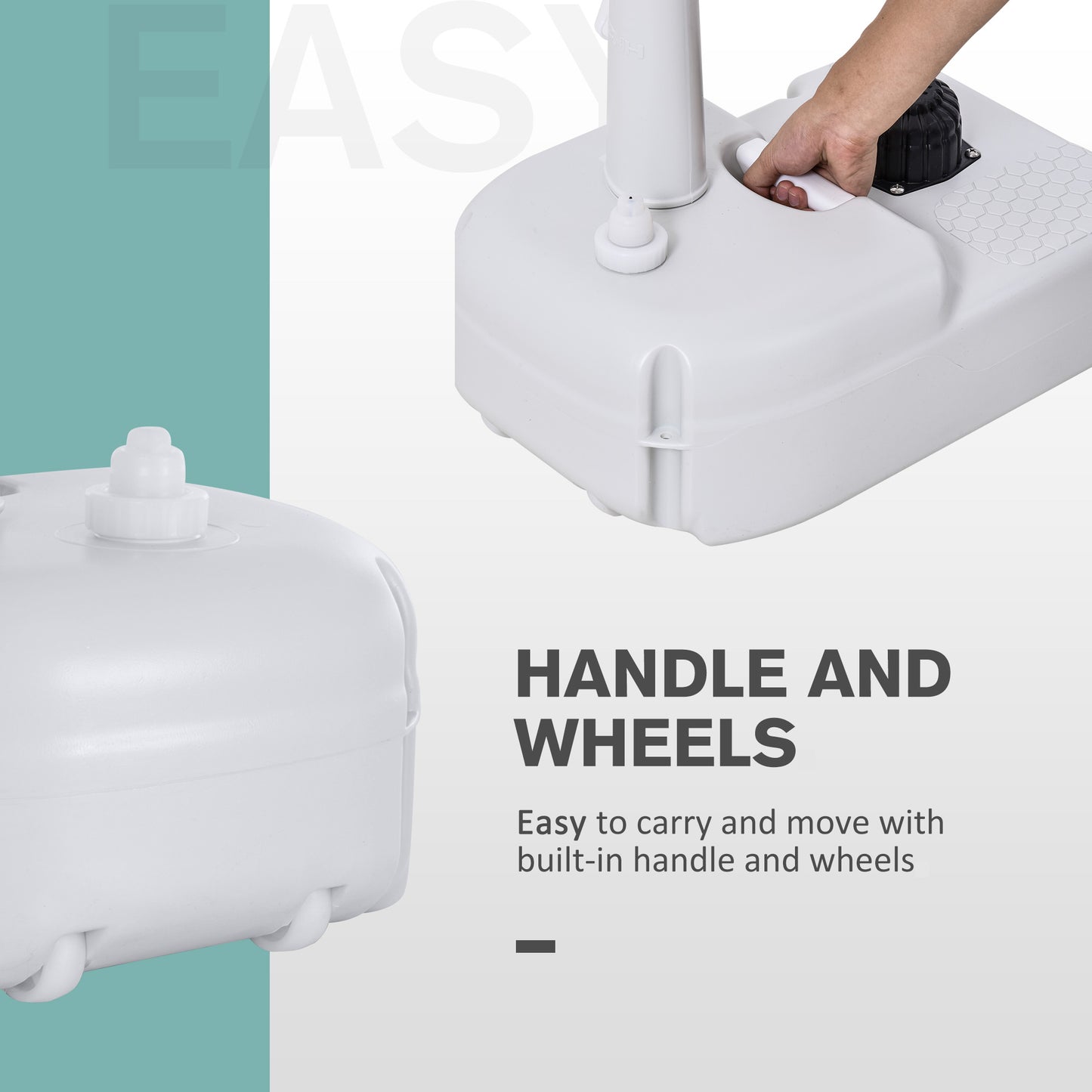 Portable Hand Washing Station, Handwashing Station Basin With 4.5 Gallon Tank, Rolling Wheels, Soap Dispenser, Towel Holder For RV, Outdoor Events, Gatherings, HDPE, White