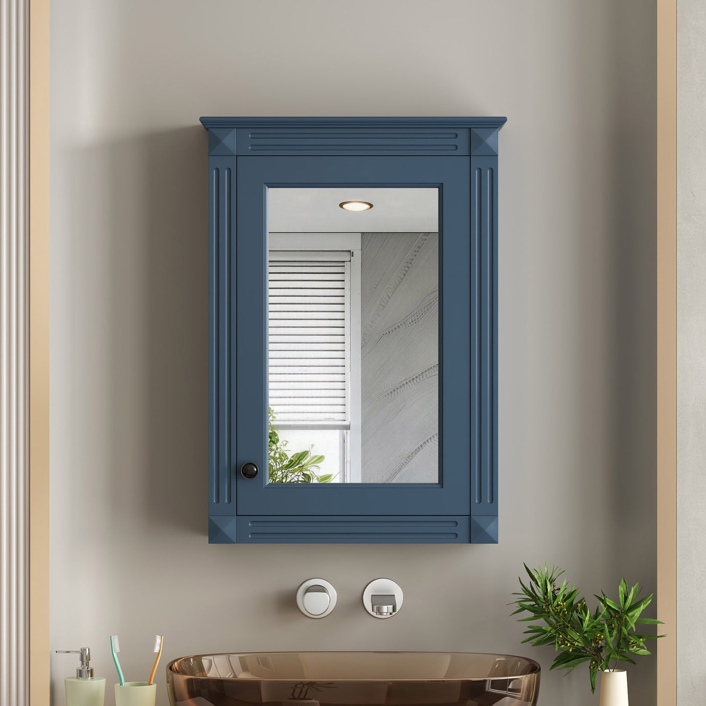 20 Wall Mounted Bathroom Storage Cabinet With Mirror, Medicine Cabinet With Height Adjustable Shelf, Over The Toilet Space Saver Cabinet