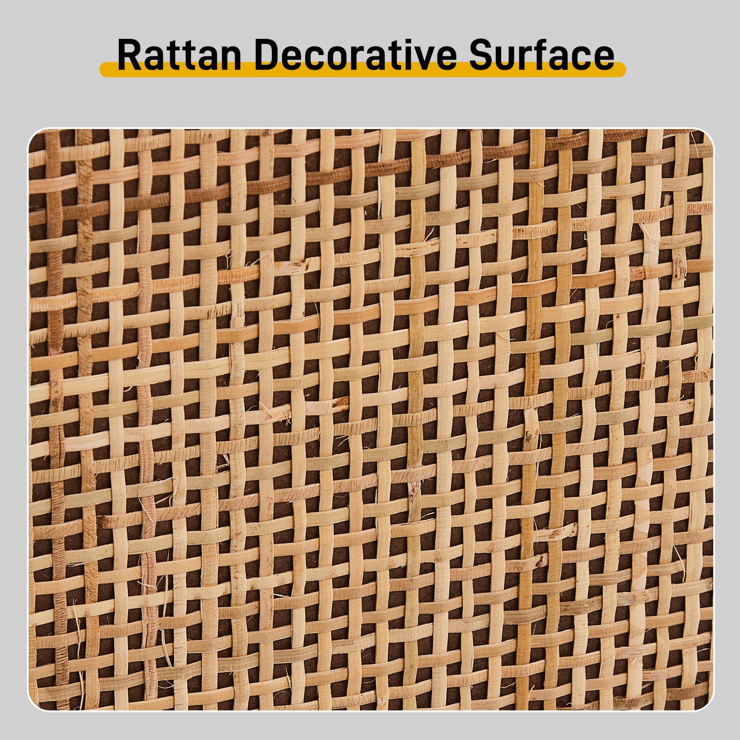 2 Rows Of 4 Dump Buckets With High Feet Arched Rattan Surface Shoe Cabinet Density Board With Triamine 105X24X98cm Original Wood Color