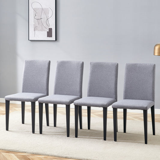 Four Light Gray Linen-Cotton Dining Chairs, Simple And Versatile, Comfortable And Accompanied. Exquisite And Versatile Dining Chairs Unlock A Comfortable New Experience. Set Of 4
