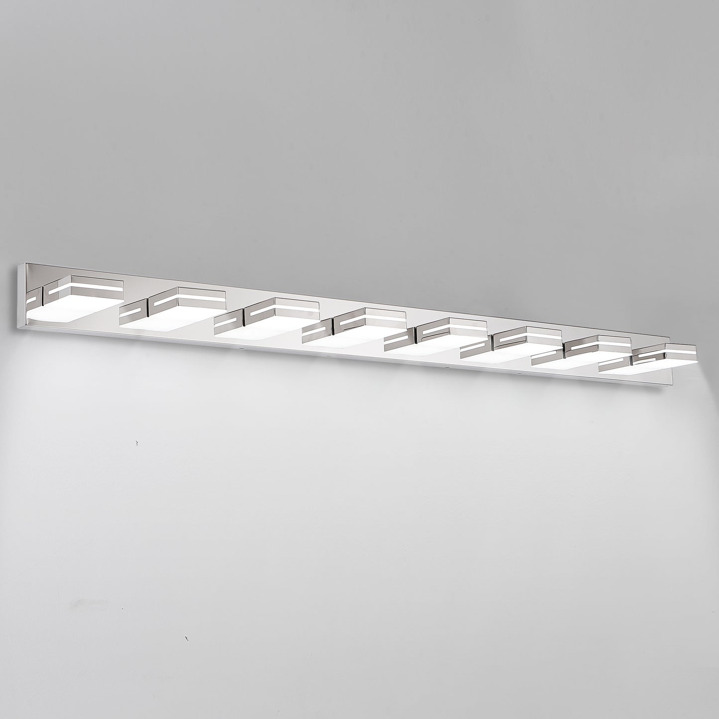 Modern Chrome LED Vanity Light, 8-Lights Wall Sconce For Bathroom And Mirror, Sleek Minimalist Design, Energy-Efficient, Easy To Install