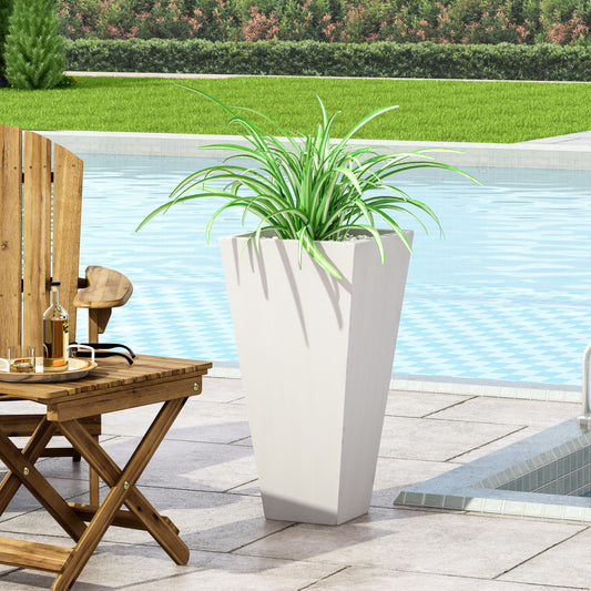 13 Outdoor Modern MGO Small Cast Stone Planter, White