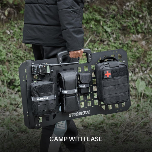TACMOLLE Portable Rigid MOLLE Panel, Tactical Car Back Seat Organizer With Handle, Heavy Duty Car Storage Organizer For Modular Storage