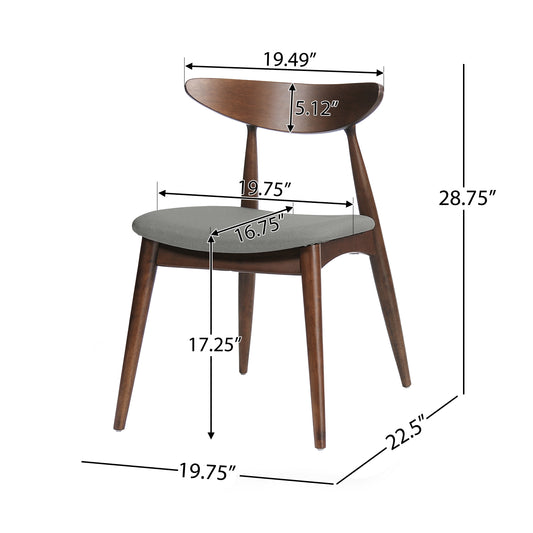 Set Of 2 Retro Rubberwood Chairs With Ergonomic Back & Plush Cushions, Walnut Light Gray Same Sku 59297.00DBEI