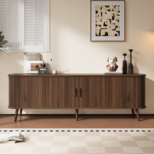 70-inch Modern TV Stand For TVs Up To 80 Inches For Living Room, Media Entertainment Center With Ample Storage & Solid-Wood Legs
