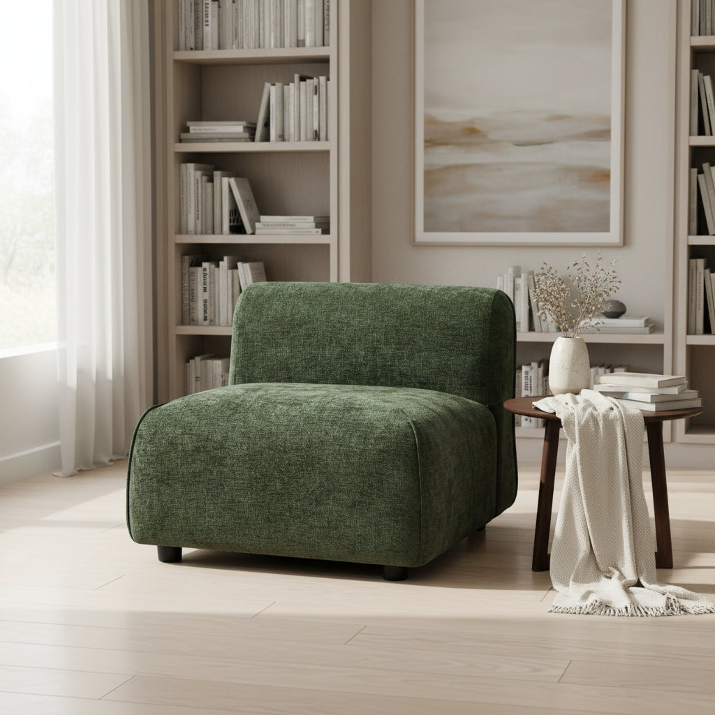 Modern Curved Upholstered Accent Chair Curved Plush Design For Living Room & Bedroom