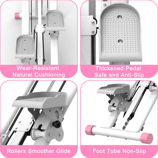 Stair Stepper With Resistance Home-Upgrade Vertical Climber Workout Machine For Full-Body Exercise Climber Fitness Equipment With Stable Frame Adjustable Handlebar-Pink