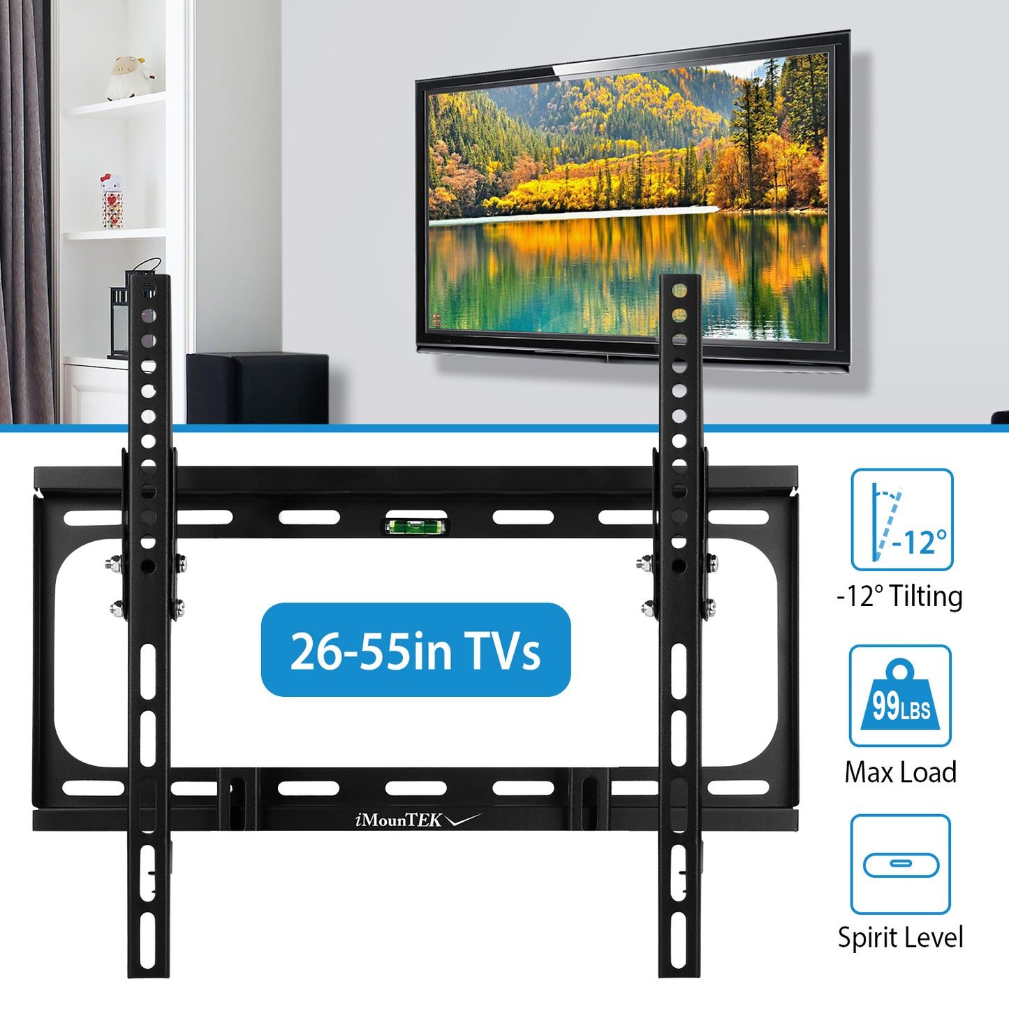 1Pc TV Wall Mount Tilt Dual Arm TV Mount Brackets Maximum VESA 400x400mm For 26-55in TVs