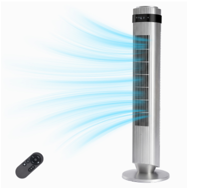 The Bedroom Is Equipped With A Silent Tower-type Fan, A 28-decibel Standing Fan, Intelligent Automatic Mode, And A 64 Swivel Bladeless Cooling Fan